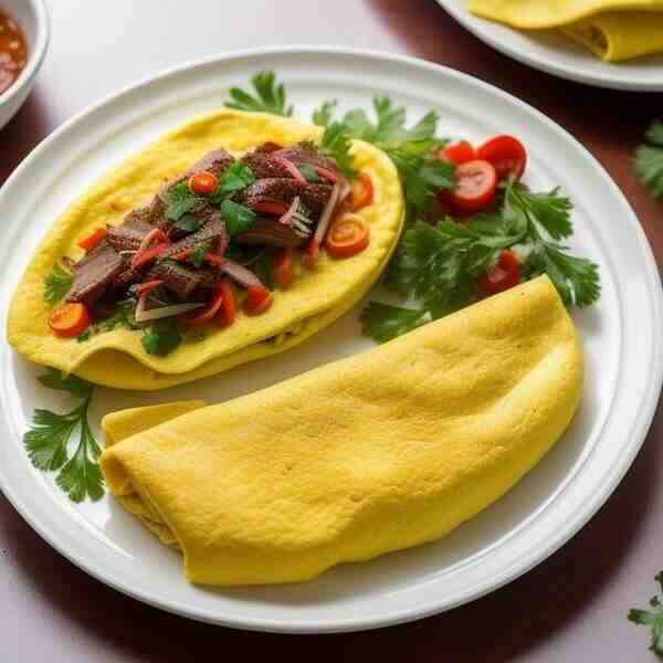 Омлет с овощами и копченой грудинкой